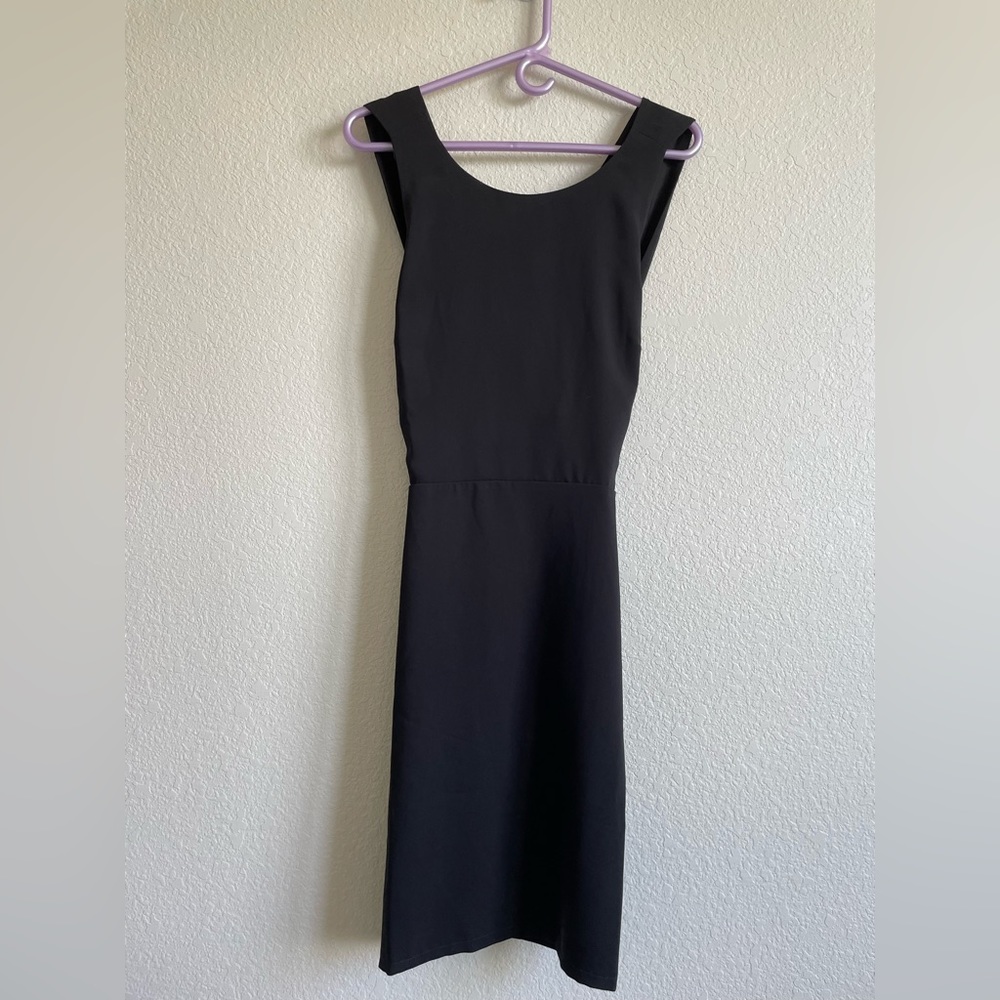 LOFT Black Crossback Dress with Pockets